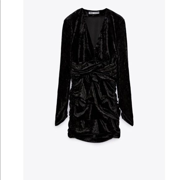 NWT ZARA SHOULDER PAD DRAPED DRESS - Picture 7 of 8